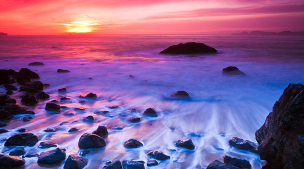 Oceano pôr-do-sol Panorama
 - Foto, Imagem