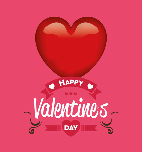 Šťastný Valentýna karty se srdcem - Vektor, obrázek