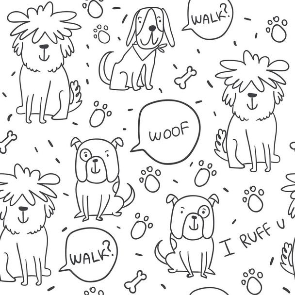 modello senza cuciture disegnato a mano con cani doodle
 - Vettoriali, immagini