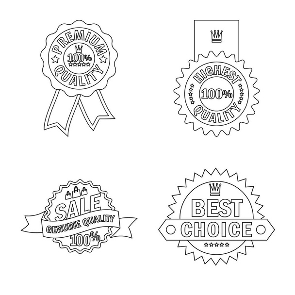 Vector illustration of emblem and badge logo. Set of emblem and sticker stock symbol for web. - Vecteur, image