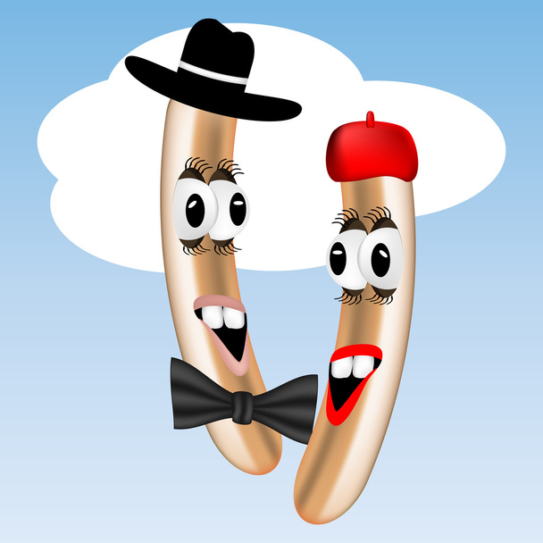 Graphic illustration of two frankfurter characters - Vector, Image