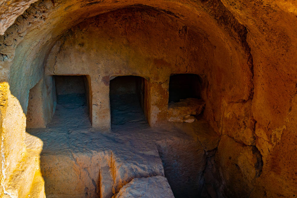 Interior of tombs of the kings necropolis on Paphos, Cypru - Fotó, kép