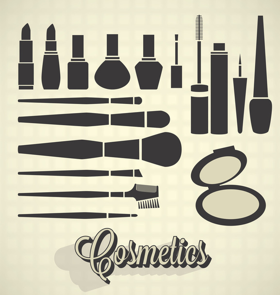 Conjunto de vectores: Siluetas de cosméticos vintage
 - Vector, imagen