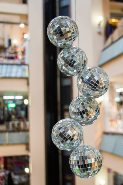 disco balls with mirror pieces for dancing in a disco club - Photo, Image