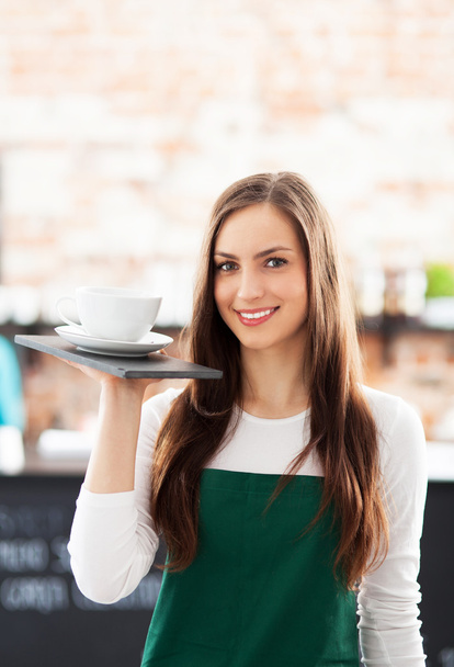 Waitress serving coffee - Zdjęcie, obraz