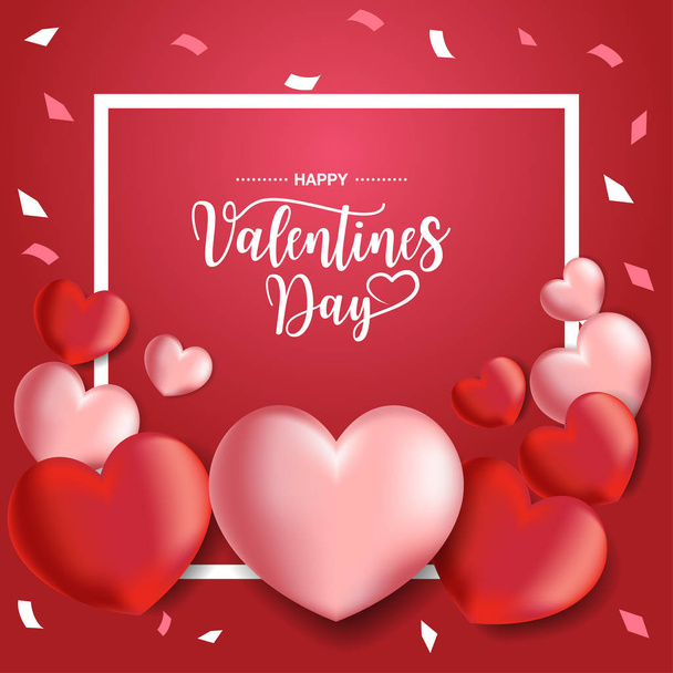 Valentines day sale background with heart shaped balloons. Vector Illustration - Vector, afbeelding