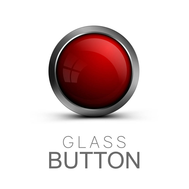 Glas knop op witte achtergrond - Vector, afbeelding