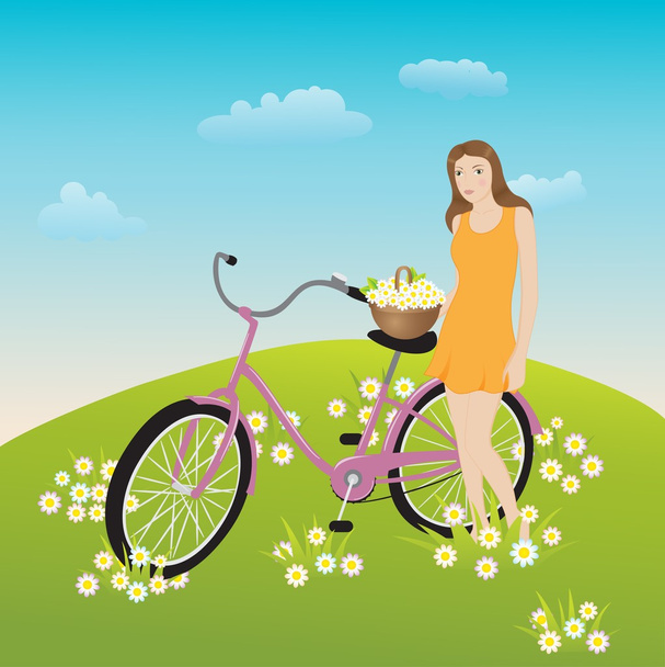 dívka s kole - Vektor, obrázek
