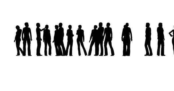 Silhouette profile. Business team. People crowd. Finance service. Light background. - Footage, Video