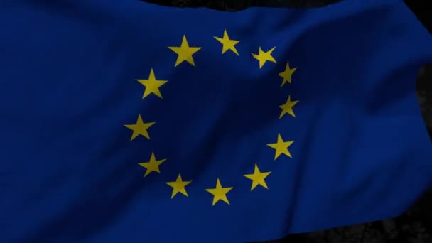 Symbole Unii Europejskiej. Flaga UE na streszczenie tło. Unii Europejskiej. Flaga Unii Europejskiej, narodowy symbol. Flaga UE na tle. Rozwijających się fala flaga. Tekstura, narodowy symbol. Ilustracja, symbol kraju. Naród Unii Europejskiej, państw - Materiał filmowy, wideo