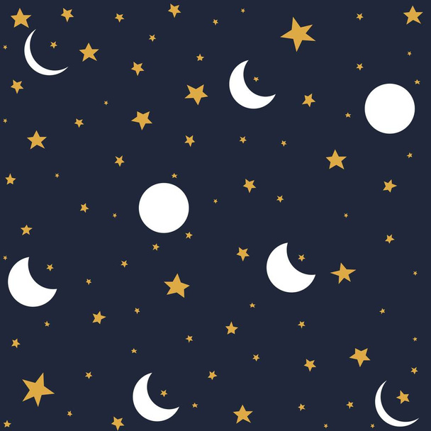 Naadloze patroon met maan en sterren - Vector, afbeelding