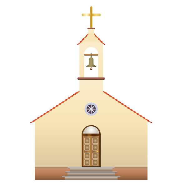 Εκκλησία με ένα σταυρό και κουδούνι - Διάνυσμα, εικόνα