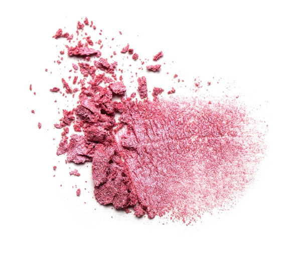 Eye shadow on a white background. Scattered blush sample for makeup. Red color. - Zdjęcie, obraz