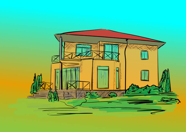 a new modern home - Vector, Image