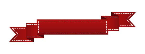 Geborduurde rood lint geïsoleerd op wit. Kan worden gebruikt voor banner, award, verkoop, pictogram, logo, etiket enz. Vectorillustratie - Vector, afbeelding