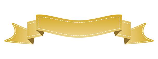 Κεντημένα χρυσό κορδέλα απομονωμένα σε λευκό. Μπορεί να χρησιμοποιηθεί για banner, βραβείο, πώληση, εικονίδιο, λογότυπο, σήμα κλπ. Εικονογράφηση διάνυσμα - Διάνυσμα, εικόνα