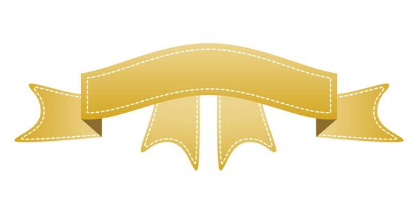 Ruban en or brodé isolé sur blanc. Peut être utilisé pour bannière, prix, vente, icône, logo, étiquette, etc. Illustration vectorielle
 - Vecteur, image