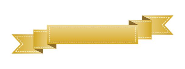 Κεντημένα χρυσό κορδέλα απομονωμένα σε λευκό. Μπορεί να χρησιμοποιηθεί για banner, βραβείο, πώληση, εικονίδιο, λογότυπο, σήμα κλπ. Εικονογράφηση διάνυσμα - Διάνυσμα, εικόνα
