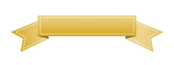 besticktes goldenes Band isoliert auf weiß. kann für Banner, Auszeichnung, Verkauf, Symbol, Logo, Etikett usw. verwendet werden. Vektorillustration - Vektor, Bild