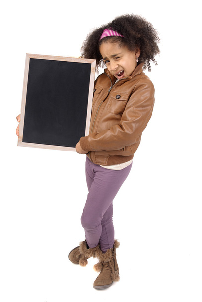 Little girl holding a blackboard - Foto, Imagem
