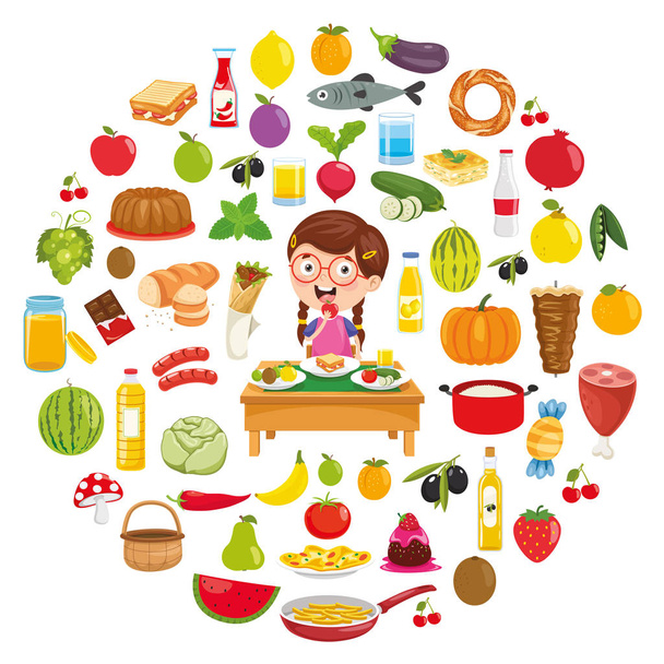 Vector Illustration Of Food Concept Design - Vector, Image