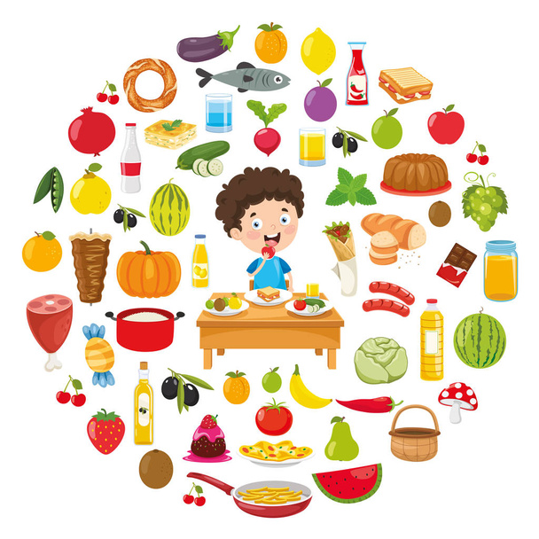 Ilustración vectorial del diseño del concepto de alimentos
 - Vector, Imagen