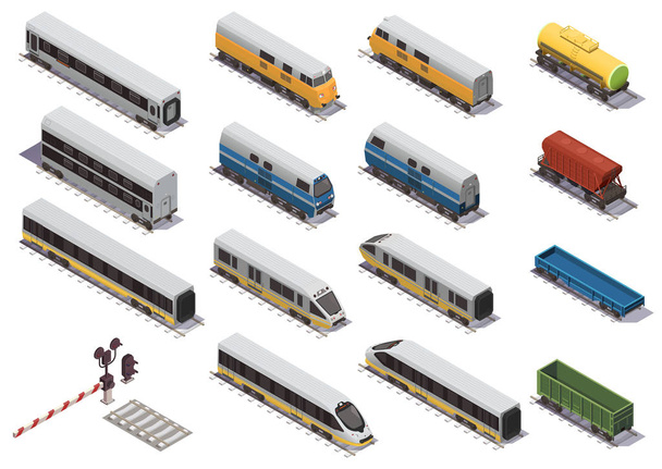 Train Railway Isometric Set  - Vector, Image