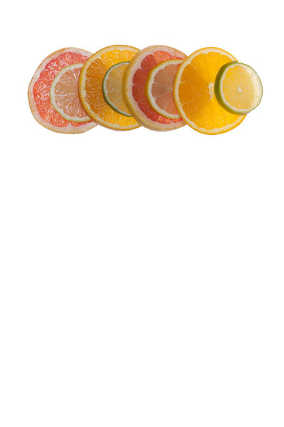 graphic resource, slices of citrus placed on translucent surface and illuminated from below - Photo, Image