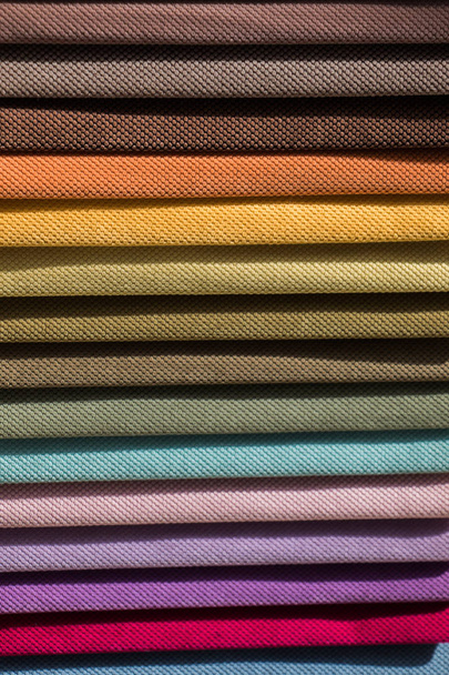 Exemples de tissu coloré de différentes couleurs et types - Photo, image