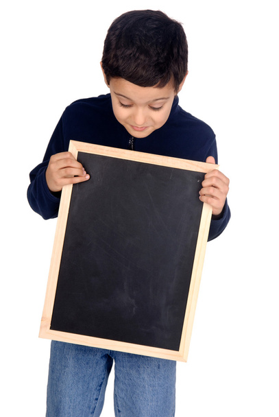 Little boy holding a black board - Фото, изображение