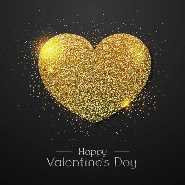 Hyvää ystävänpäivää juliste. Kultainen kimallus rakkaus sydän symboli
 - Vektori, kuva