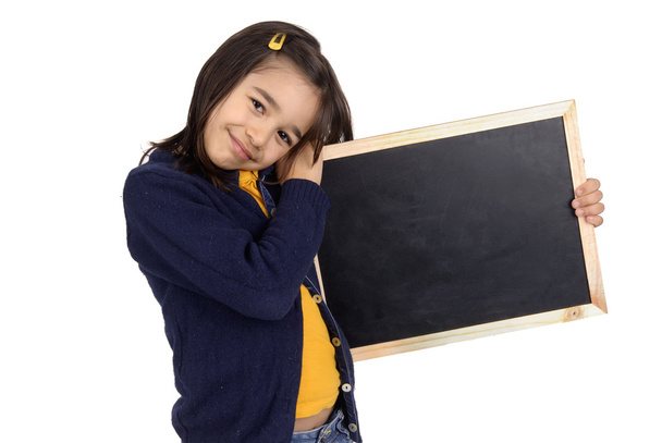 little girl holding a blackboard - Fotoğraf, Görsel