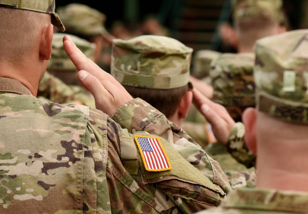 US soldier salute. US army. US troops. Military of USA. - Foto, immagini