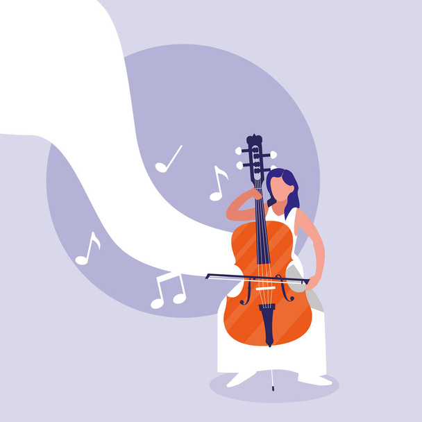 man playing cello instrument - Vector, Image