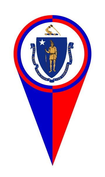 Massachusetts mapa puntero pin icono ubicación bandera marcador - Vector, imagen