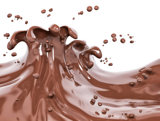 Splash chocolate isolated abstract background 3d rendering - Photo, Image