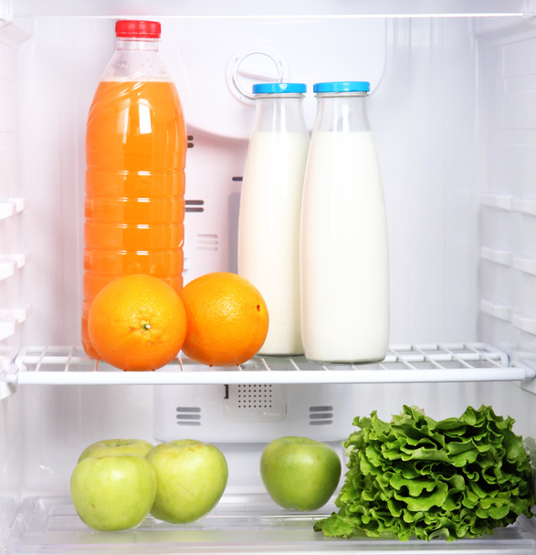 Open refrigerator with vegetarian (diet) food - Foto, afbeelding