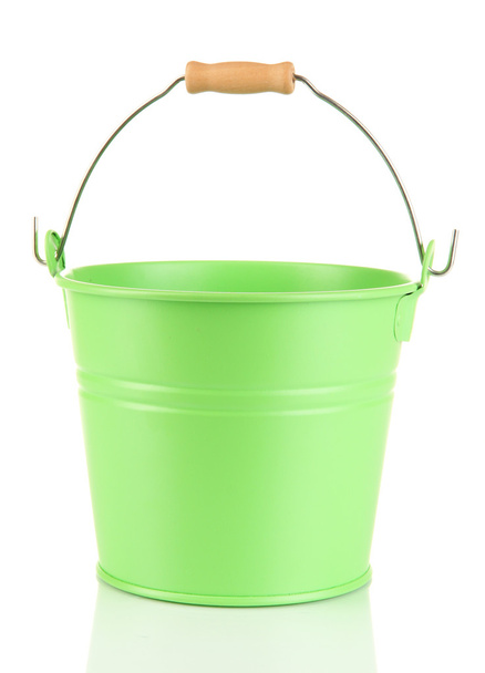 Empty green bucket isolated on white - Photo, image
