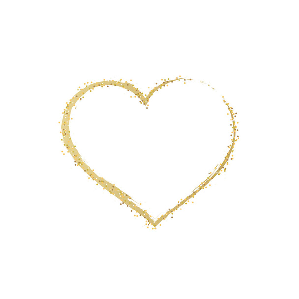Heart gold, Glitter golden hearts isolated on transparent background. Gold glowing heart banner with star dust. Magic particles. Bright sparkles heart. Holiday luxury design. Vector illustration. - Vector, Image