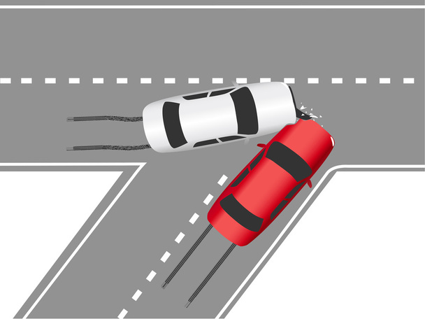 Αυτόματη κυκλοφορίας σύγκρουση οδική αυτοκίνητα - Διάνυσμα, εικόνα