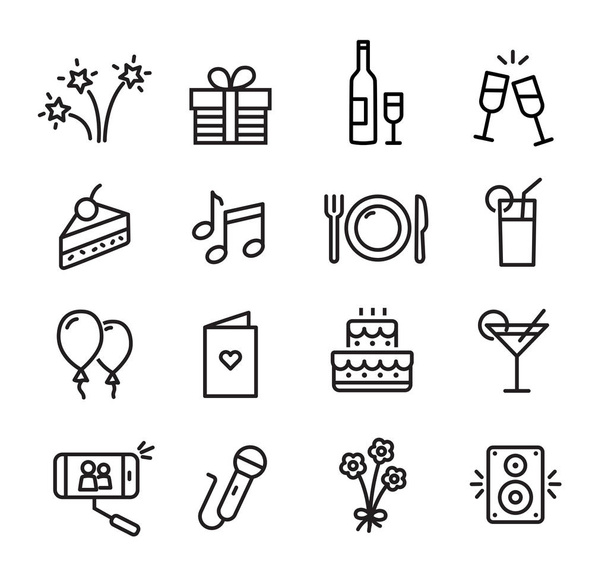 Festsymbole gesetzt, können verwendet werden, um Themen wie Partys, Geburtstagsfeiern, Familienfeiern zu illustrieren - Vektor, Bild