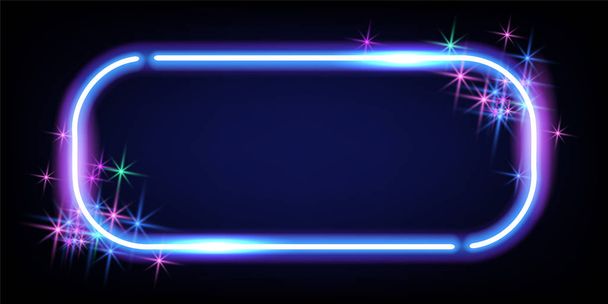 Abstract fantastic background with neon rectangular frame, sparkle stars and space portal into another dimension - ベクター画像