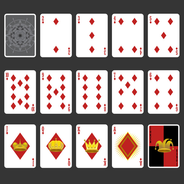 Terno de diamante jogando cartas conjunto completo
 - Vetor, Imagem