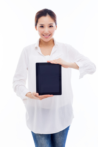 Woman holding tablet computer. - Fotografie, Obrázek