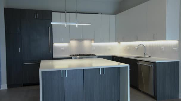 modern luxury kitchen, interior walk through, steady cam, minimalistic design - Footage, Video