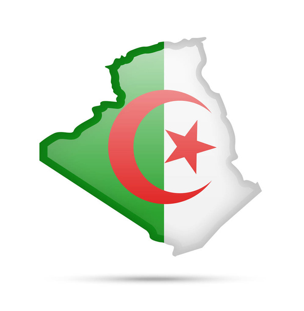 Flaga Algierii i kontur kraju. - Wektor, obraz