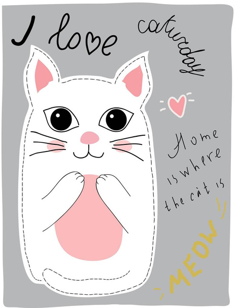 schattige kat illustratie voor stof, t shirt, cards.vector afbeelding - Vector, afbeelding