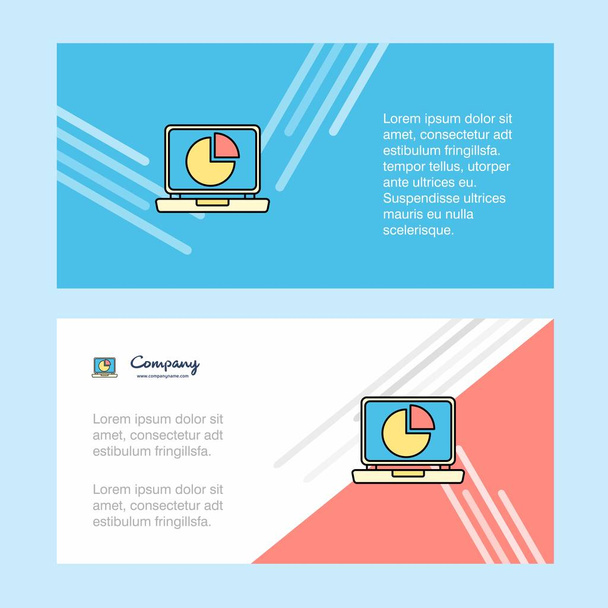Pie chart on Laptop abstract corporate business banner template, horizontal advertising business banner. - Διάνυσμα, εικόνα