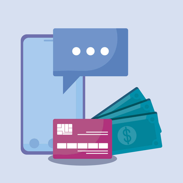 sociale media marketing met credit card - Vector, afbeelding