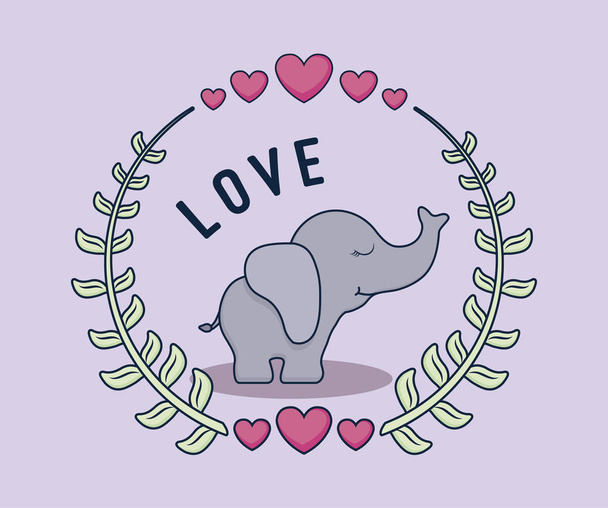 love card with elephant - Vector, Image